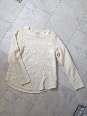 St. John's Bay Cream Cable-Detail Crewneck Sweater